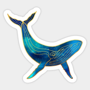 Watercolor Whale Gold and Blue Sticker